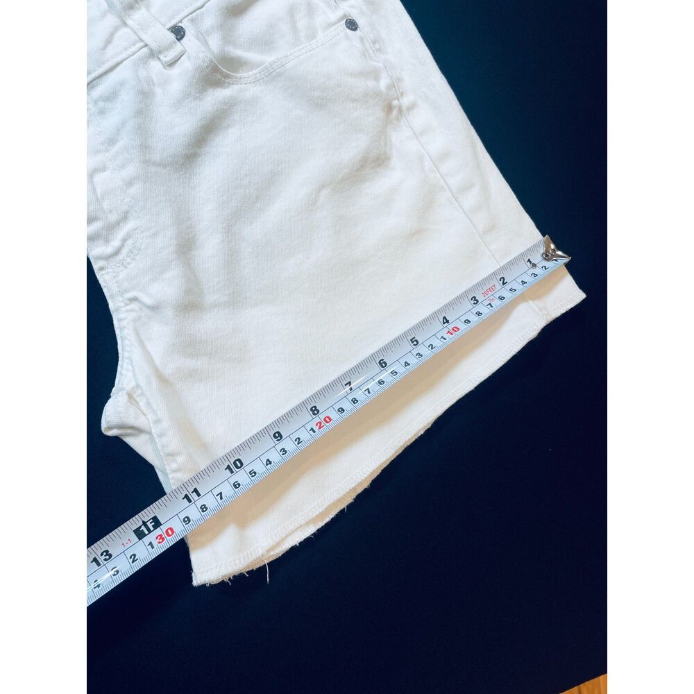 ~ PAIGE 27 Jean Shorts Jimmy Jimmy Rolled Hem Zip Low/Mid-Rise Dylan Denim White - Picture 11 of 16